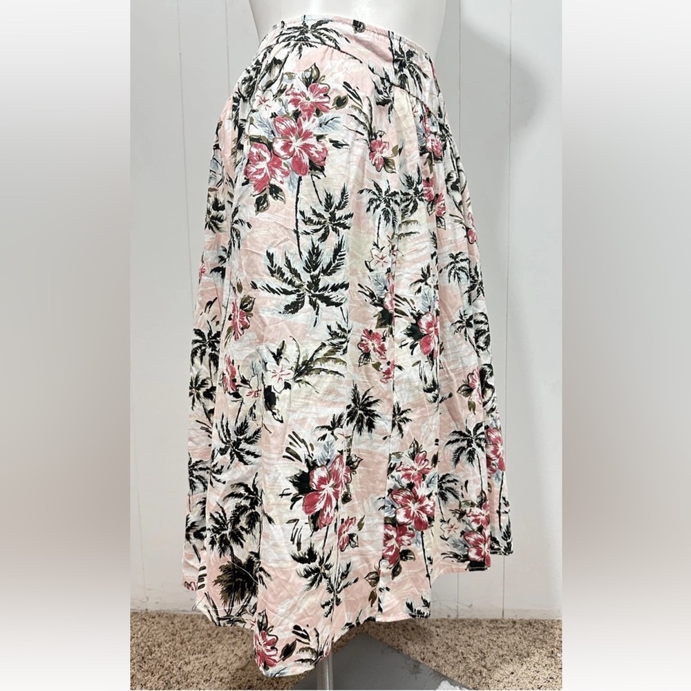Torrid Plus Size 26 Women’s Midi Poplin High Waist Skirt Tropic Palm Trees - Picture 6 of 11